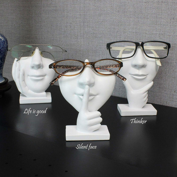 White Polyresin Unisex Eyeglasses Display Heads - Picture 1 of 7